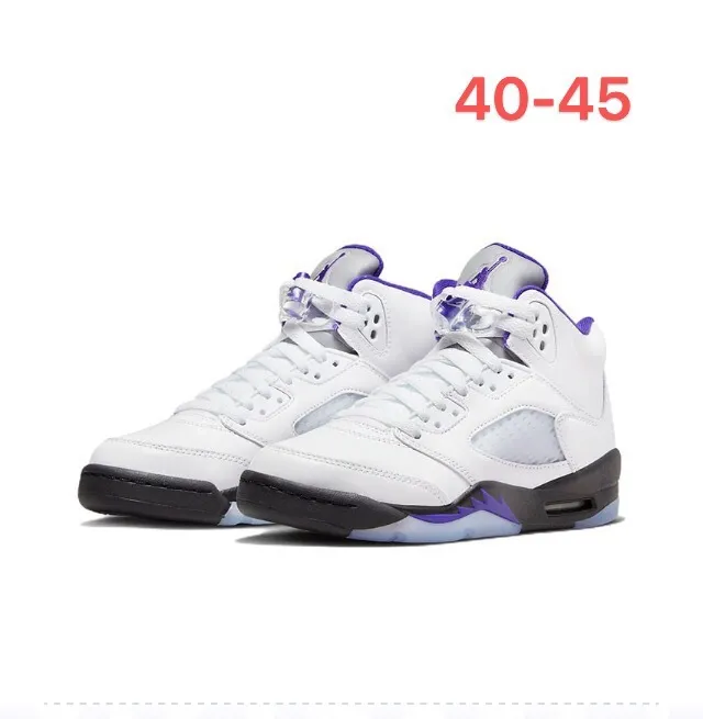Chaussures de basketball Air Jordan 5 blanc noir flamme violette 5