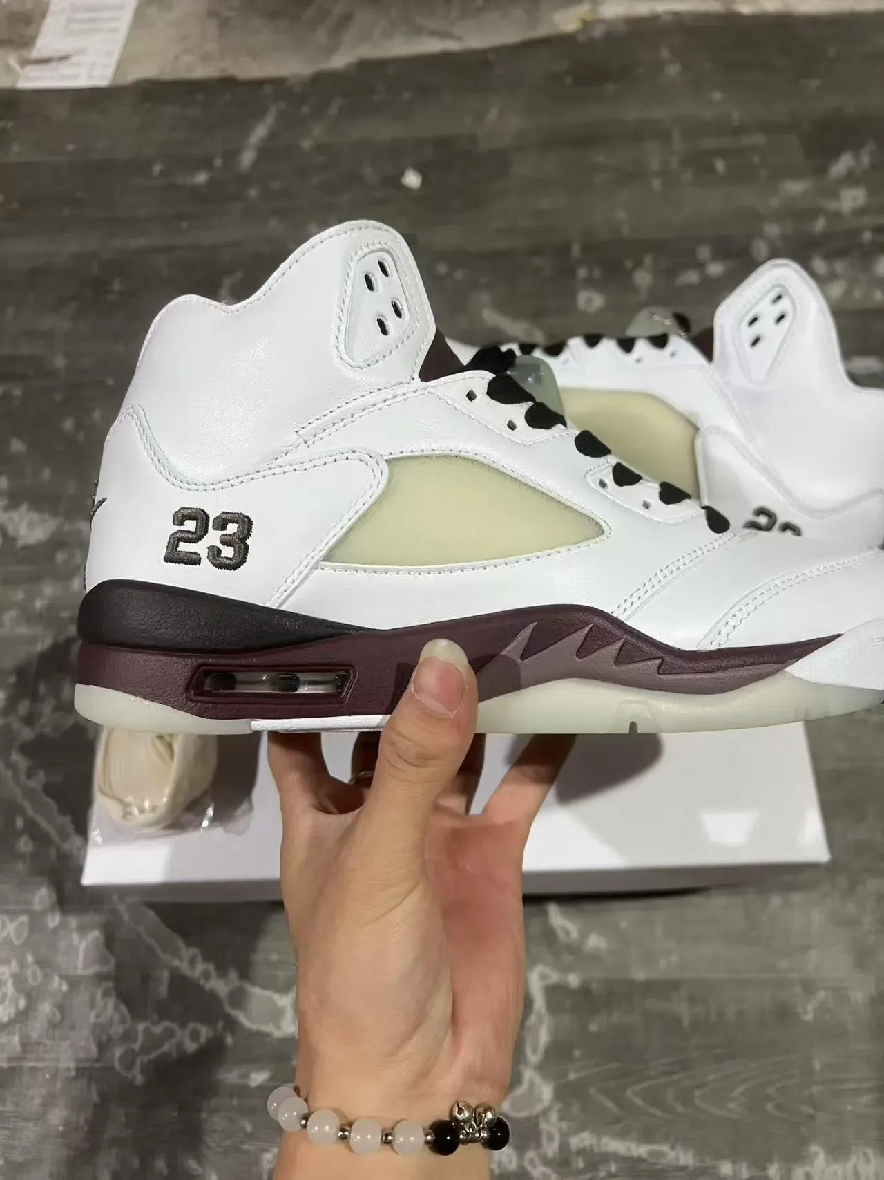 Air Jordan 5 Blanc Bordeaux '23' Chaussures de basketball 7