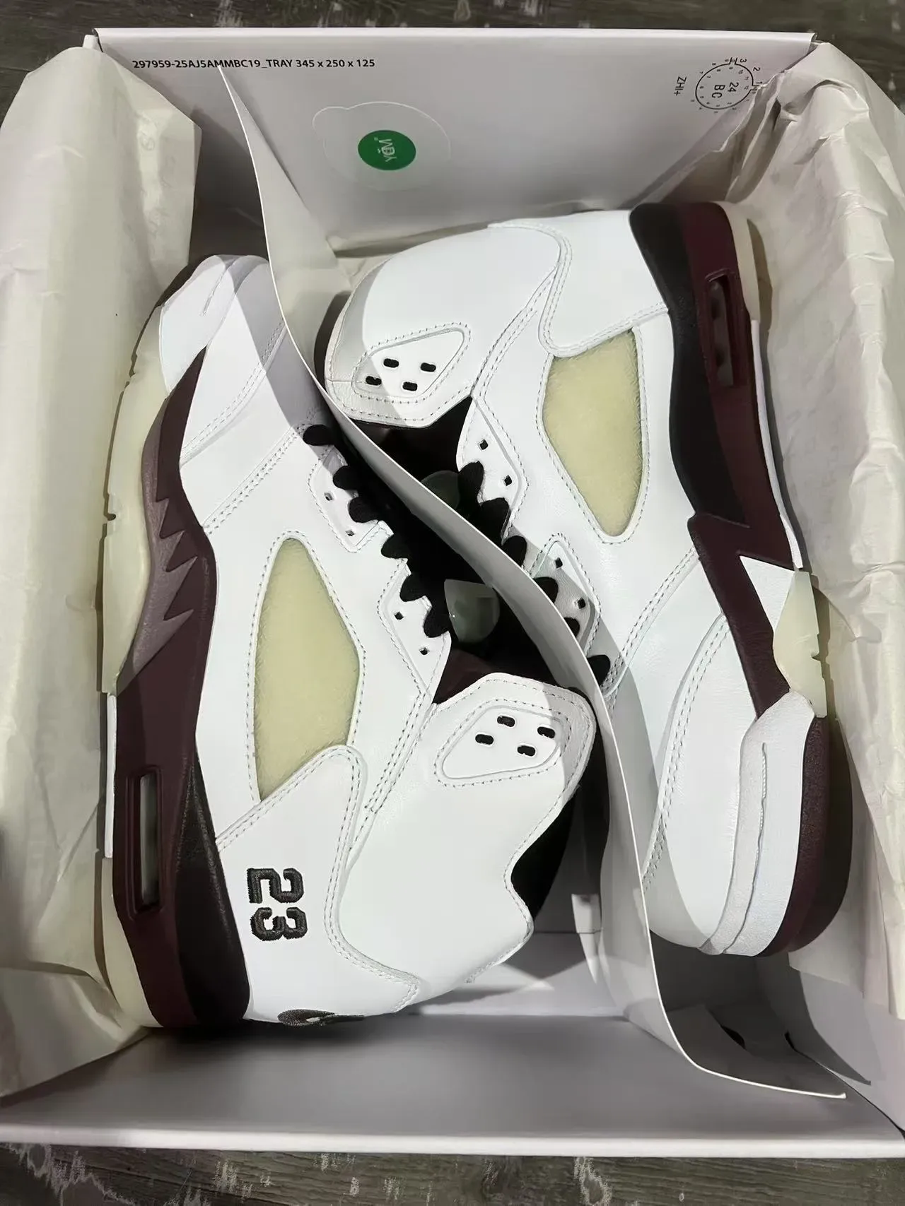 Air Jordan 5 Blanc Bordeaux '23' Chaussures de basketball 9