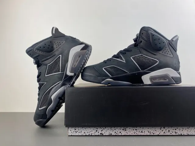 Tênis de basquete Air Jordan 6 preto cinza escuro prateado 14