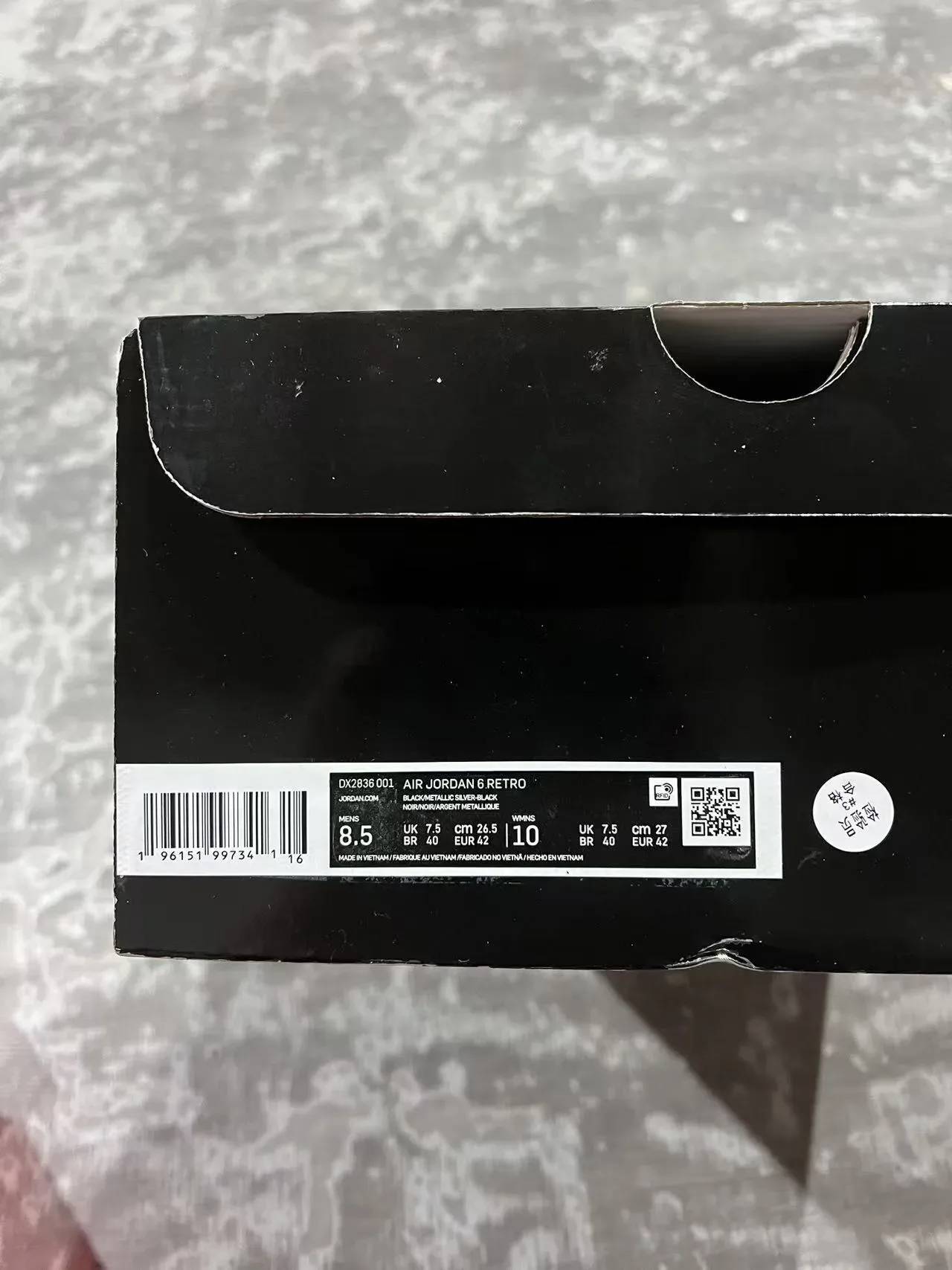 Air Jordan 6 কালো সিলভার Visible Air বাস্কেটবল জুতো 2