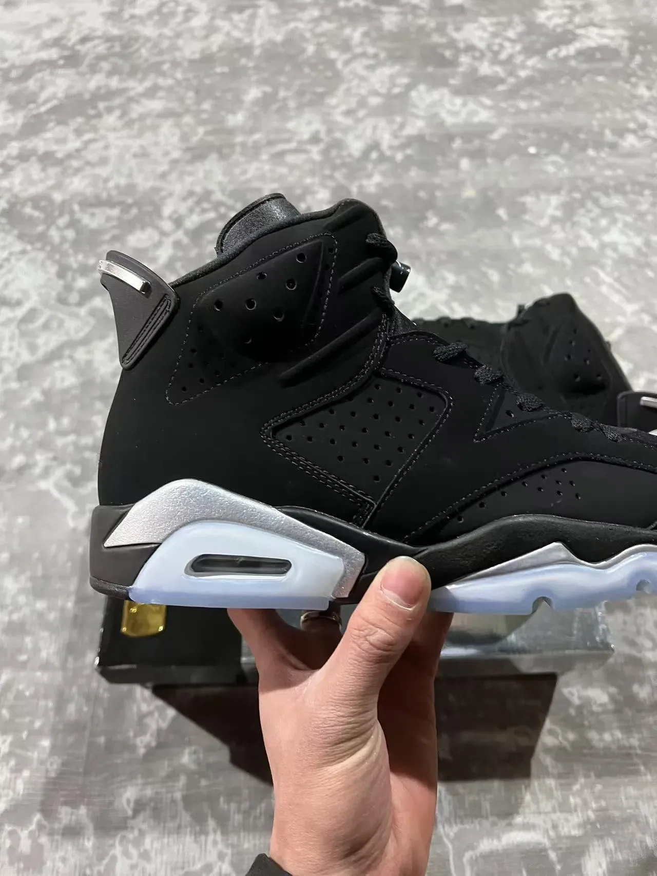 Air Jordan 6 কালো সিলভার Visible Air বাস্কেটবল জুতো 5