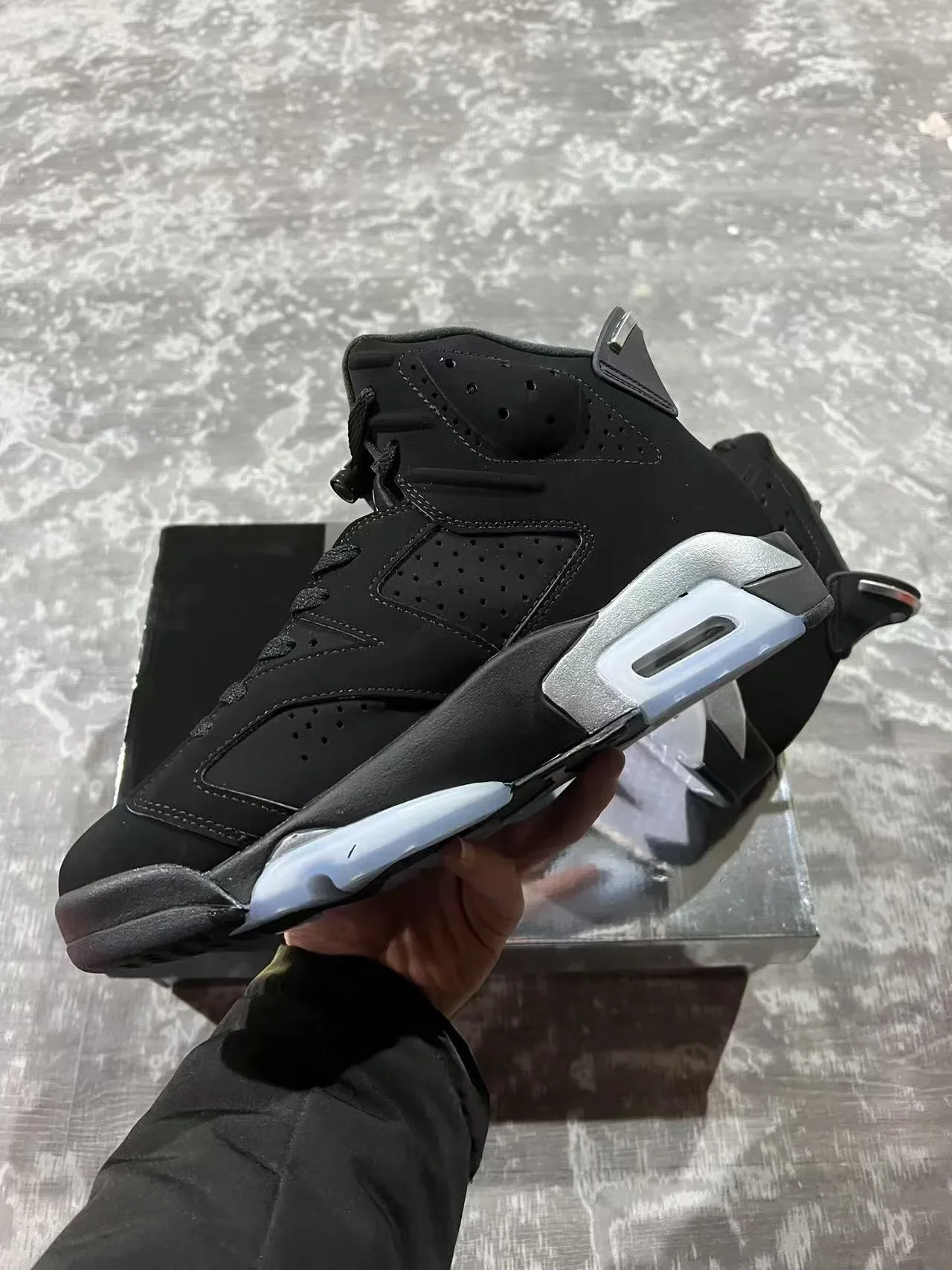 Air Jordan 6 কালো সিলভার Visible Air বাস্কেটবল জুতো 7