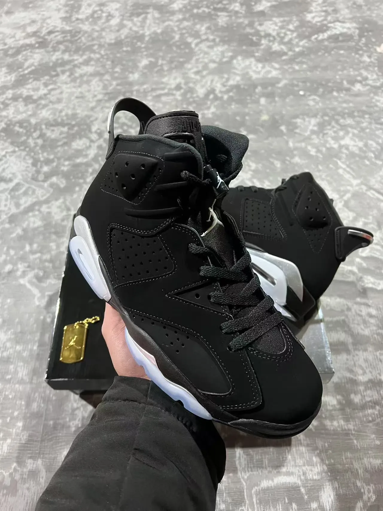 Air Jordan 6 কালো সিলভার Visible Air বাস্কেটবল জুতো 10