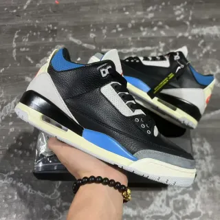 Air Jordan أسود أزرق عالية جلد مقشور أحذية كرة السلة