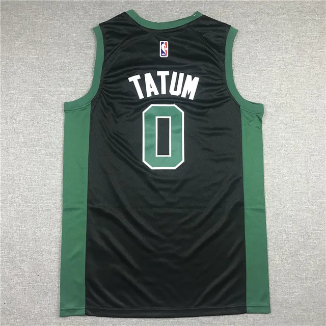 Air Jordan Boston Celtics Jayson Tatum #0 Statement 黑色绿色无袖网眼球衣 2