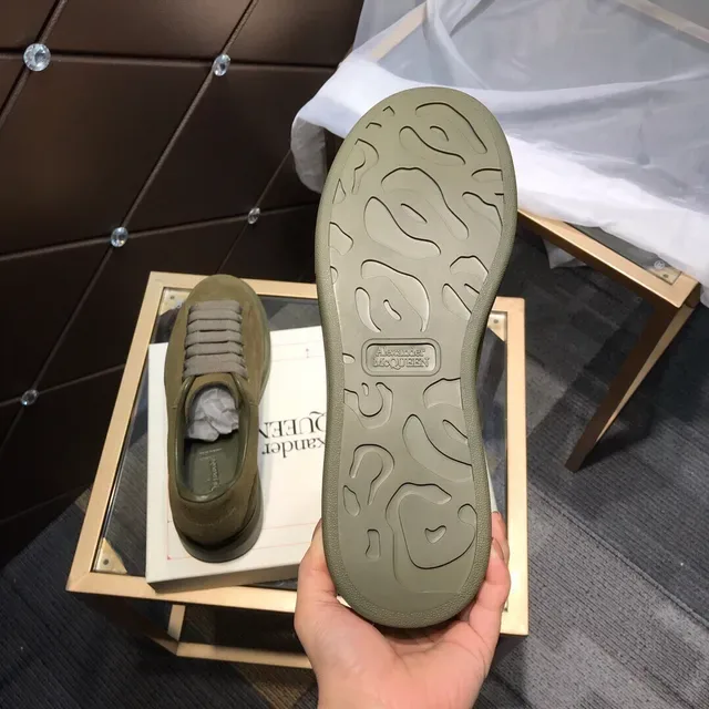 Alexander McQueen Vert Armée Gris Daim Haut Élastique Lacets Style de Vie Baskets 5