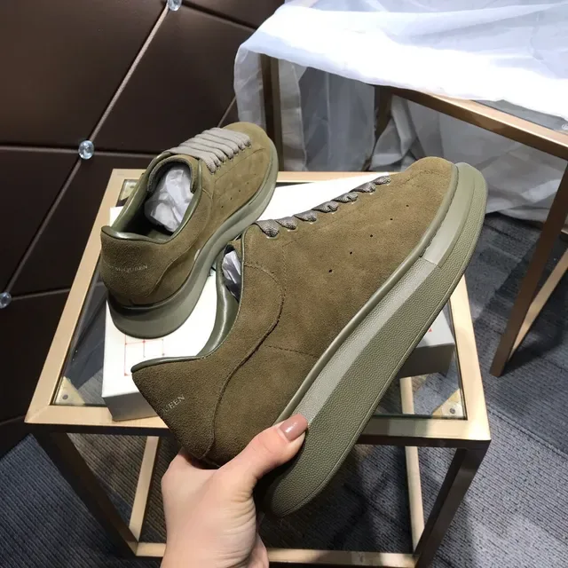 Alexander McQueen Vert Armée Gris Daim Haut Élastique Lacets Style de Vie Baskets 6