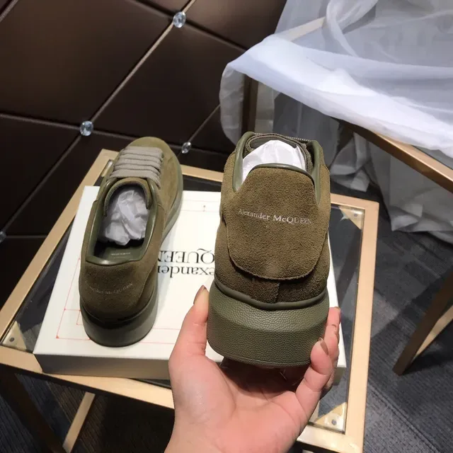 Alexander McQueen Vert Armée Gris Daim Haut Élastique Lacets Style de Vie Baskets 7