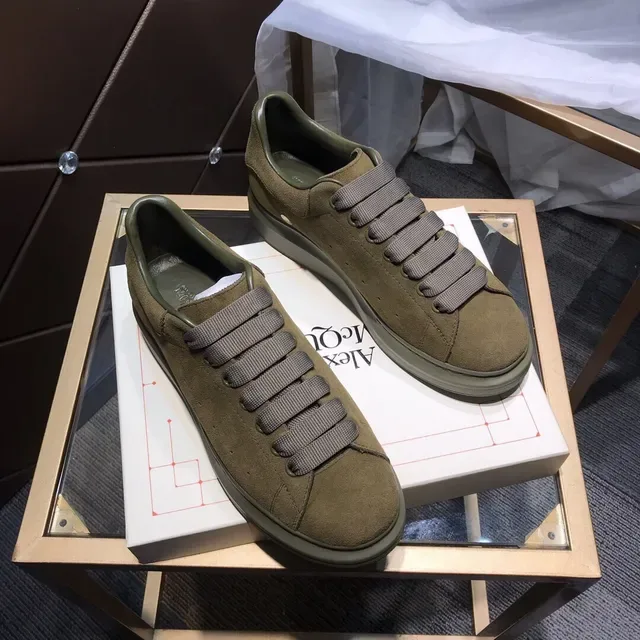Alexander McQueen Vert Armée Gris Daim Haut Élastique Lacets Style de Vie Baskets 8