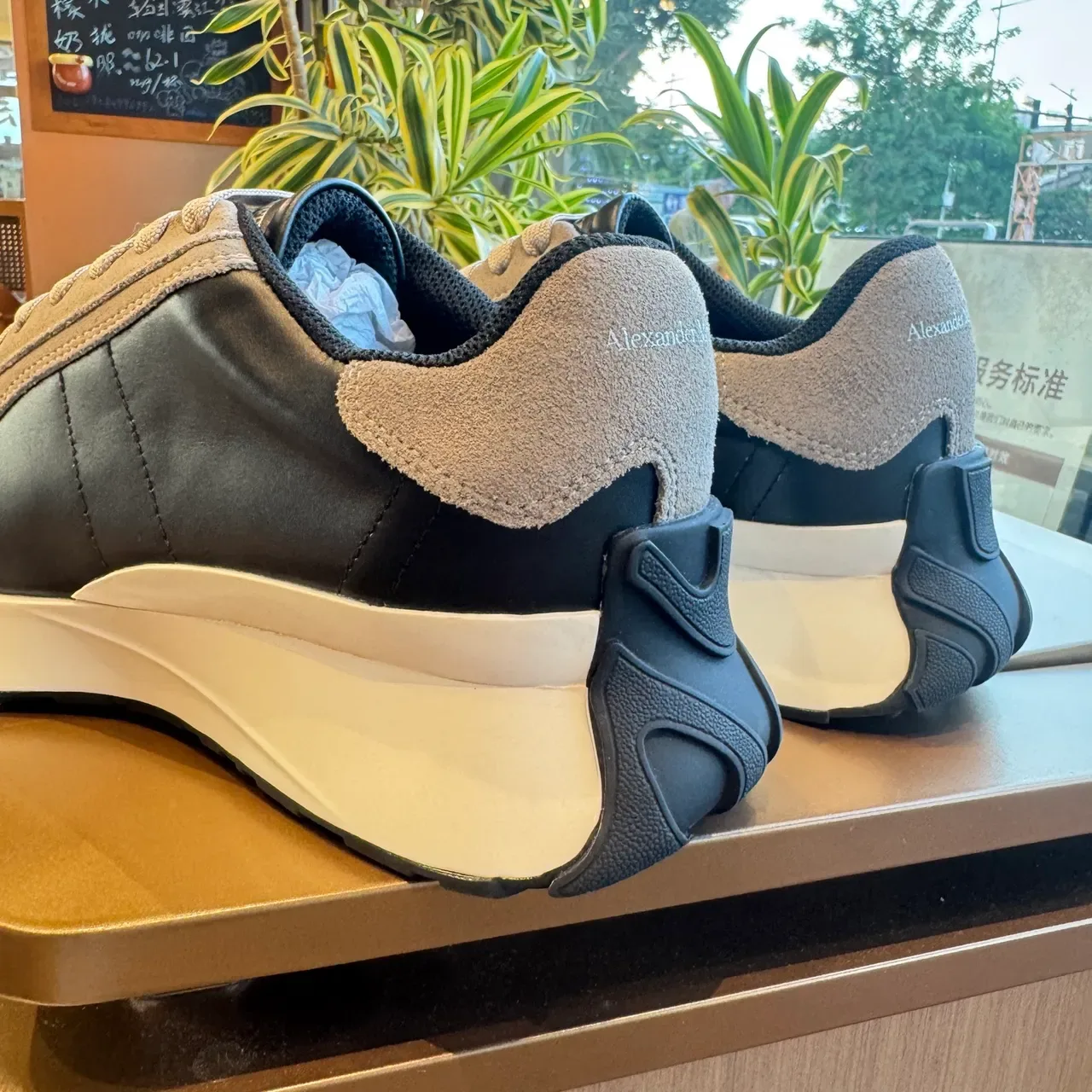 Alexander McQueen Black Gray Chunky Platform Sole Suede And Leather Panel Construction Lifestyle Sneakers 3