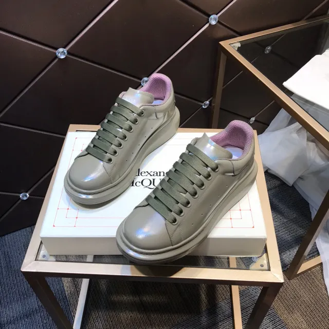 Alexander McQueen Oversized Sneaker Army Green Purple Platform Sole Smooth Leather-Like Upper Lifestyle Sneakers 8