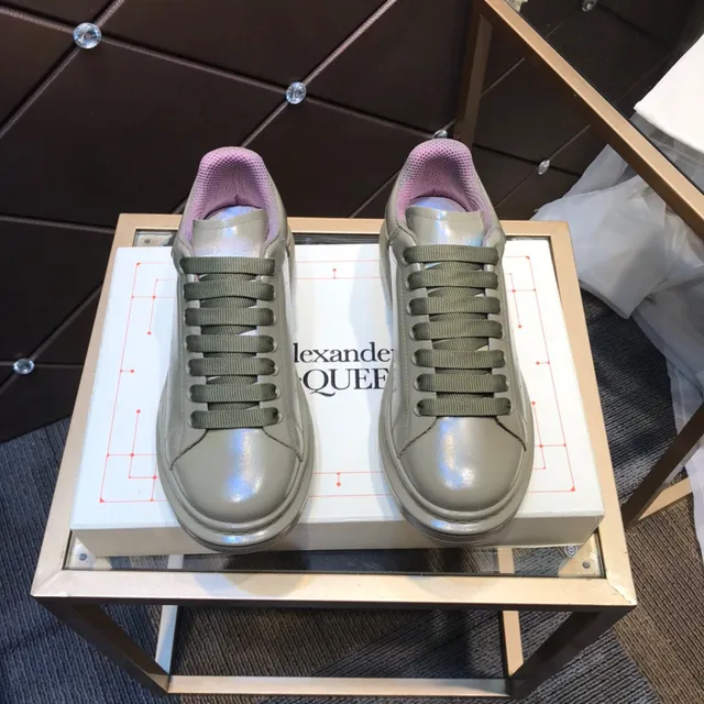 Alexander McQueen Oversized Sneaker Army Green Purple Platform Sole Smooth Leather-Like Upper Lifestyle Sneakers 9