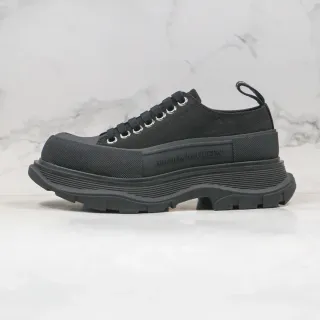 Alexander McQueen 宽大黑色帆布厚底运动鞋