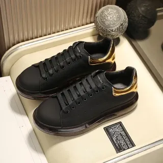 Alexander McQueen Oversized Sneaker Black Gold Sole Smooth Leather Upper Lifestyle Sneakers
