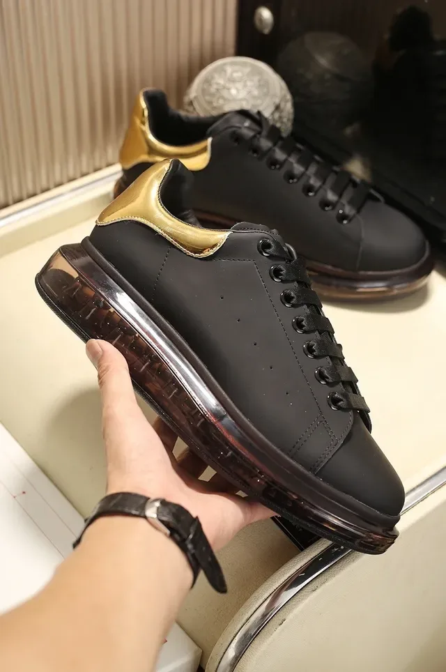 Alexander McQueen Oversized Sneaker Black Gold Sole Smooth Leather Upper Lifestyle Sneakers 6