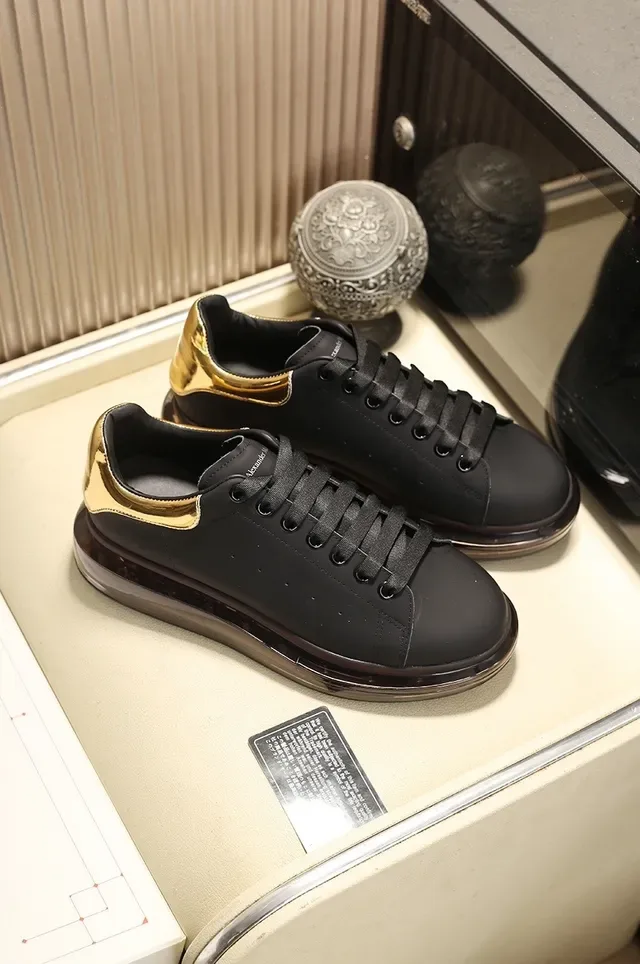 Alexander McQueen Oversized Sneaker Black Gold Sole Smooth Leather Upper Lifestyle Sneakers 7