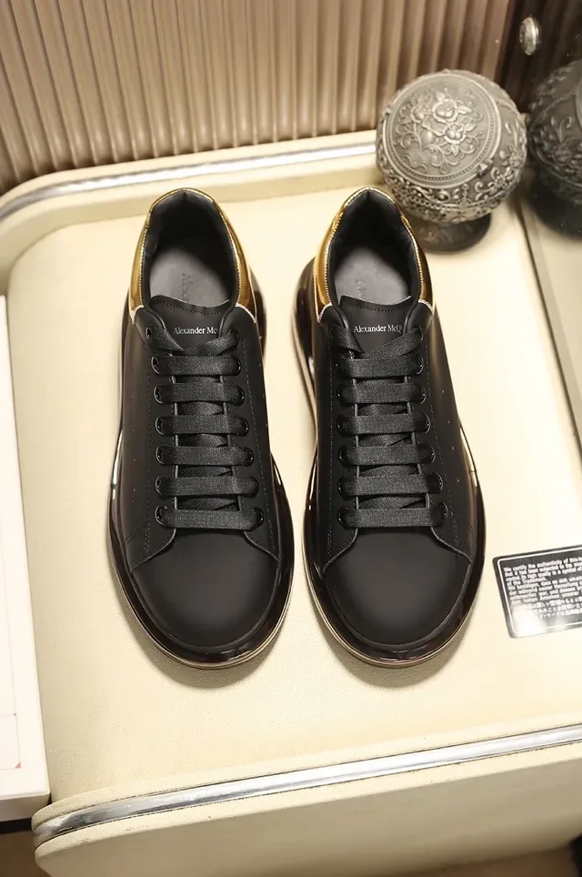 Alexander McQueen Oversized Sneaker Black Gold Sole Smooth Leather Upper Lifestyle Sneakers 8
