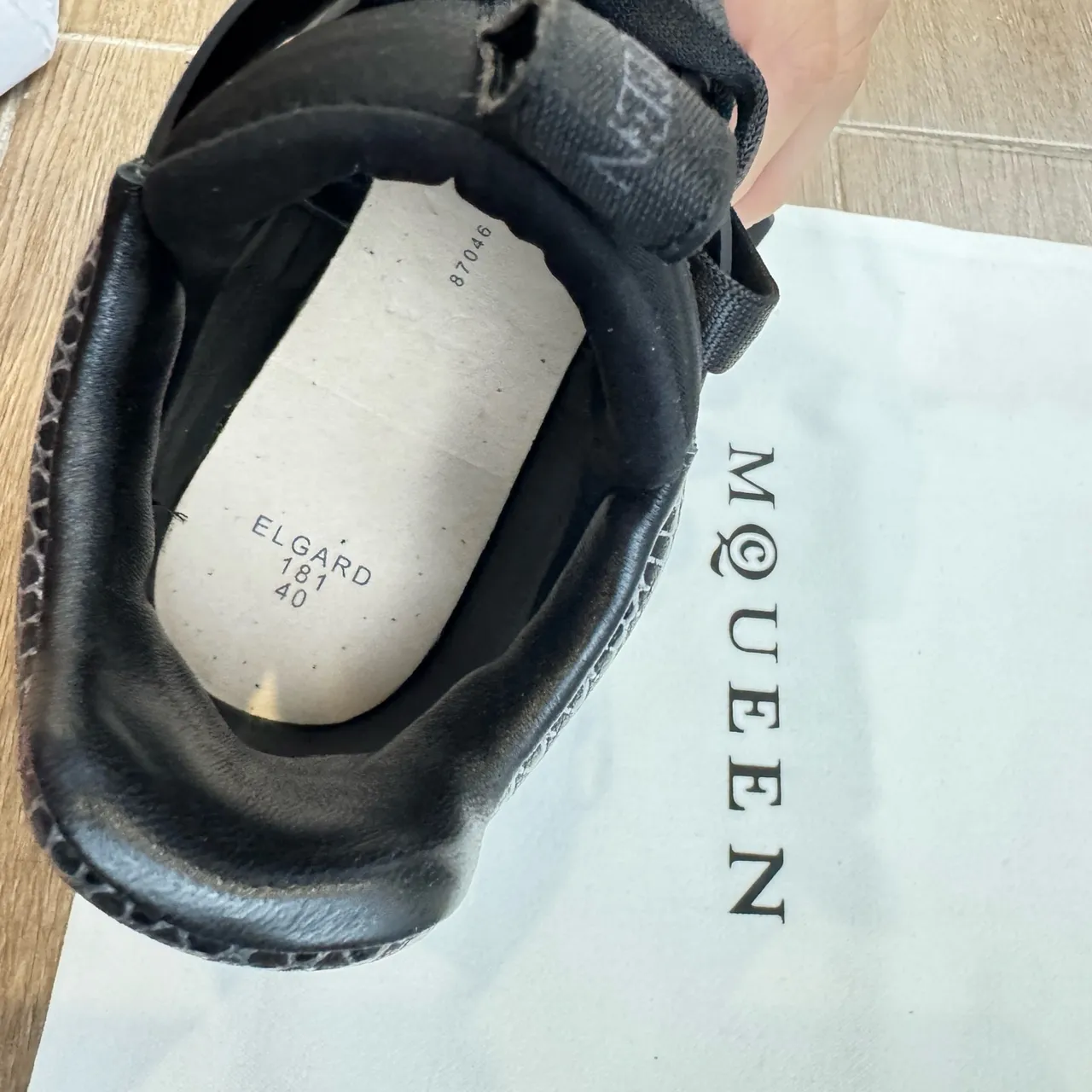 Alexander McQueen Oversized Sneaker Black Silver Sculpted Sole Cracked Leather Texture Chunky Sneakers 3