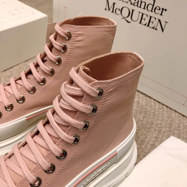 Alexander McQueen बड़े साइज की स्नीकर धूलिया गुलाबी कैनवास हाई-टॉप लाइफस्टाइल स्नीकर 2