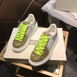 Alexander McQueen Oversized Sneaker Gold Green Platform Sole Gradient Glitter Upper Lifestyle Sneakers