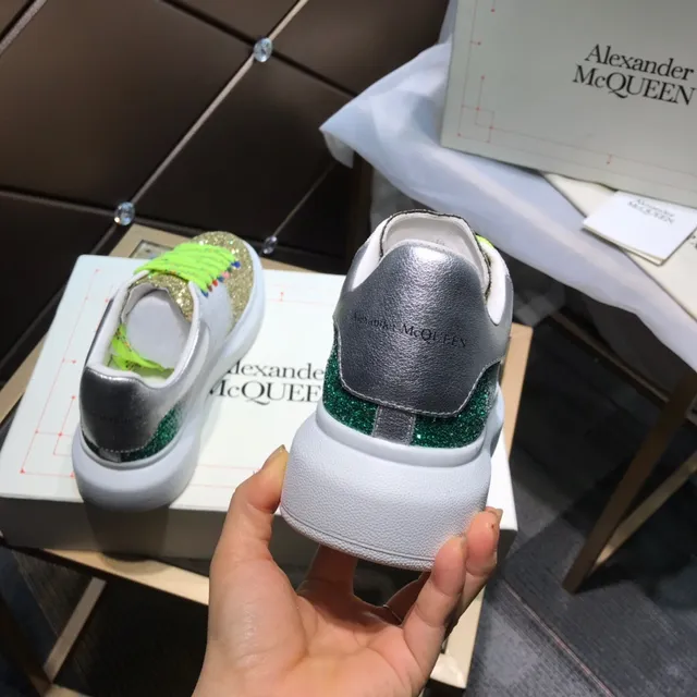 Alexander McQueen Oversized Sneaker Gold Green Platform Sole Gradient Glitter Upper Lifestyle Sneakers 6