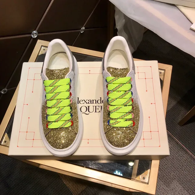 Alexander McQueen Oversized Sneaker Gold Green Platform Sole Gradient Glitter Upper Lifestyle Sneakers 9
