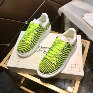 Alexander McQueen Oversized Sneaker Neon Lime Green and Black Striped Lifestyle Sneakers