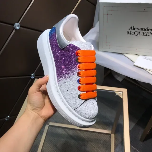 Alexander McQueen Oversized Sneaker Silver Purple Glitter Gradient Upper Elastic Ribbon Laces Lifestyle Sneakers 2