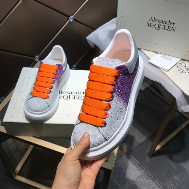 Alexander McQueen Oversized Sneaker Silver Purple Glitter Gradient Upper Elastic Ribbon Laces Lifestyle Sneakers 3