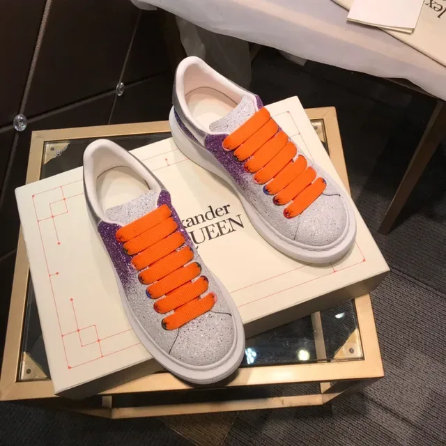 Alexander McQueen Oversized Sneaker Silver Purple Glitter Gradient Upper Elastic Ribbon Laces Lifestyle Sneakers 7