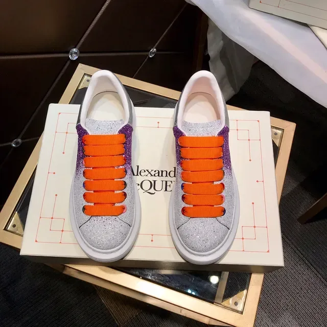 Alexander McQueen Oversized Sneaker Silver Purple Glitter Gradient Upper Elastic Ribbon Laces Lifestyle Sneakers 9