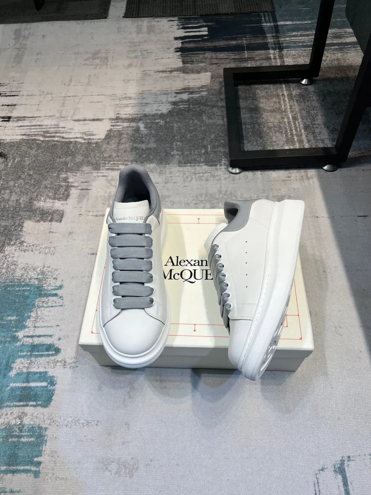 Alexander McQueen Oversized Sneaker White and Light Gray Lifestyle Sneakers 4