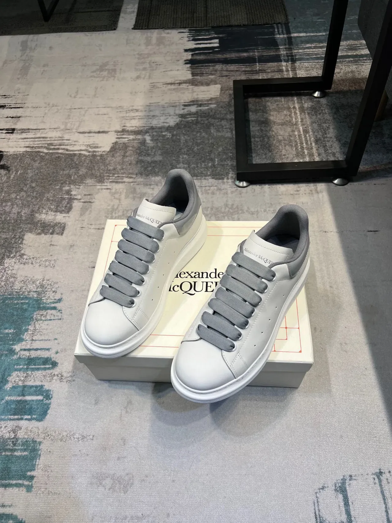 Alexander McQueen Oversized Sneaker White and Light Gray Lifestyle Sneakers 5