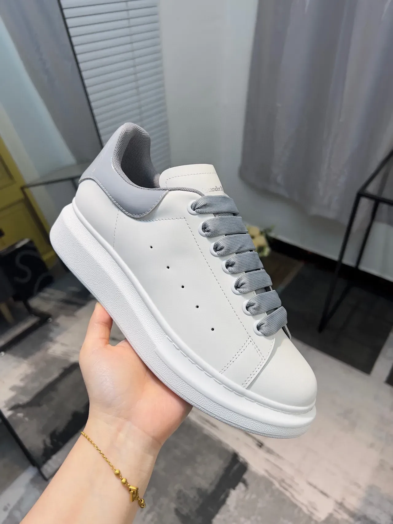 Alexander McQueen Oversized Sneaker White and Light Gray Lifestyle Sneakers 6