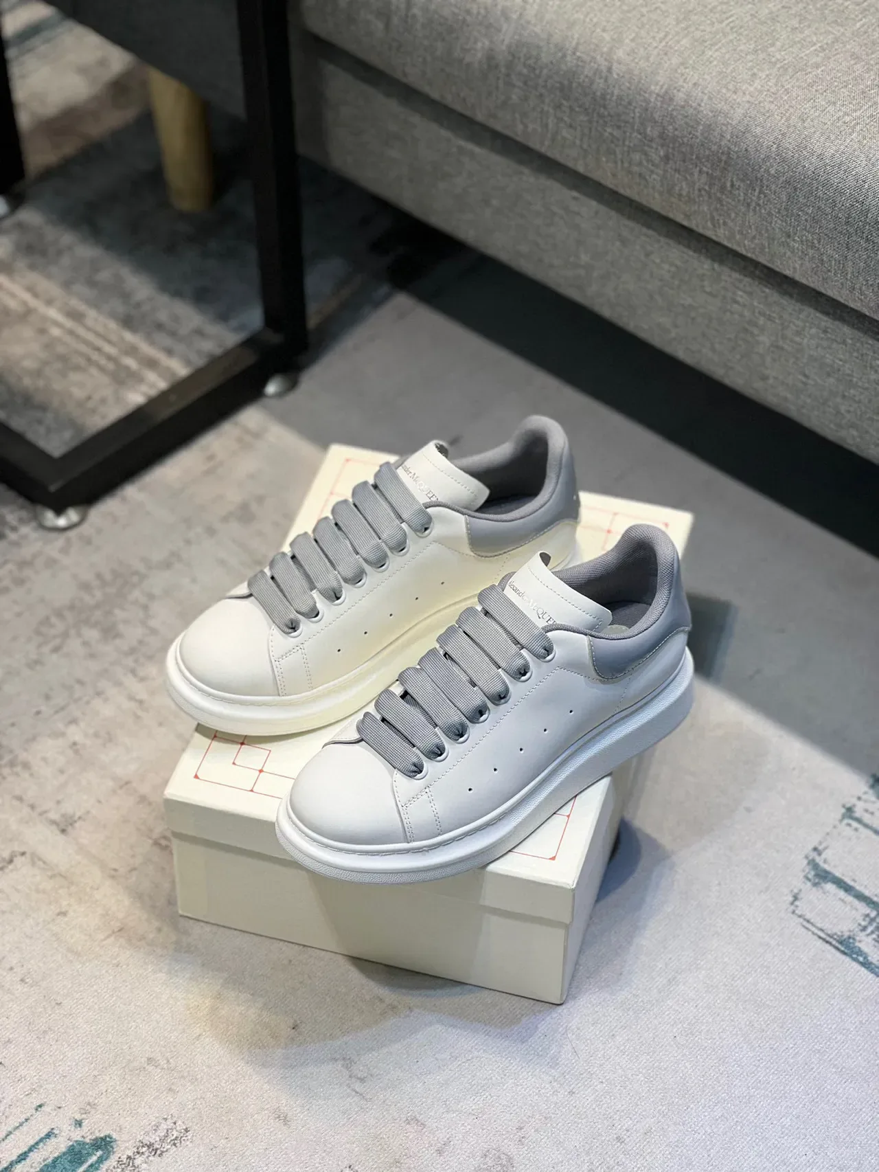 Alexander McQueen Oversized Sneaker White and Light Gray Lifestyle Sneakers 7