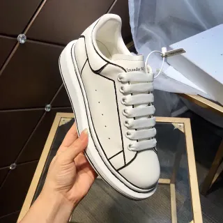 Alexander McQueen Oversized Sneaker White Black Silhouette Leather Upper Lifestyle Sneakers
