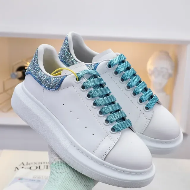Alexander McQueen Oversized Sneaker White Blue Platform Sole Leather Upper Lifestyle Sneakers 4