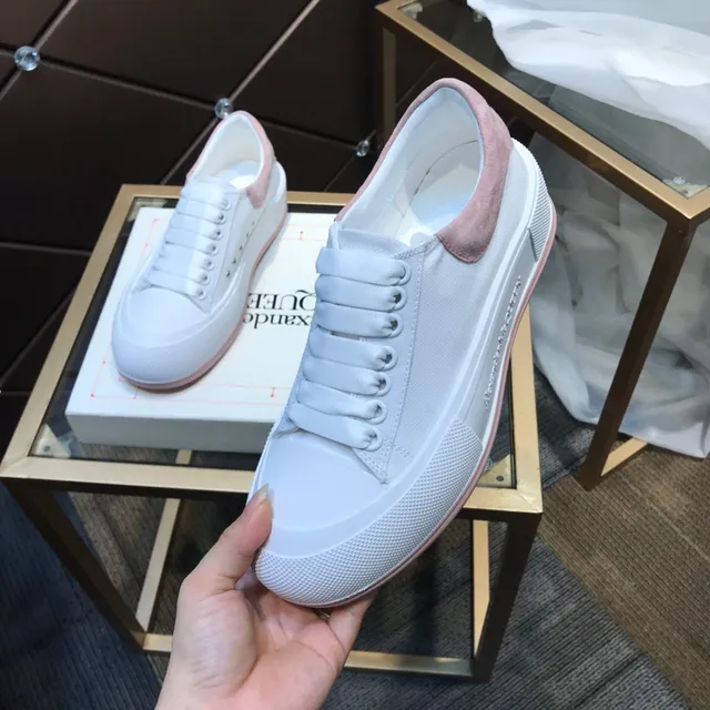 Alexander McQueen Oversized Sneaker White Pink Platform Sole Textured Toe Cap Lifestyle Sneakers 3