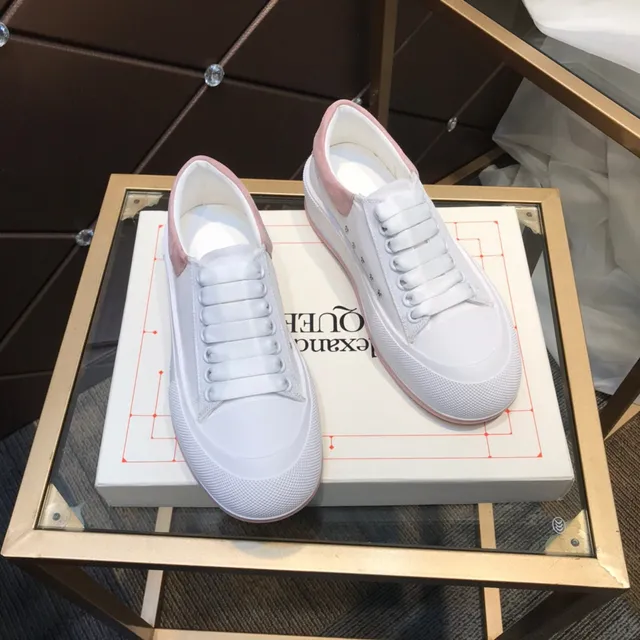 Alexander McQueen Oversized Sneaker White Pink Platform Sole Textured Toe Cap Lifestyle Sneakers 6