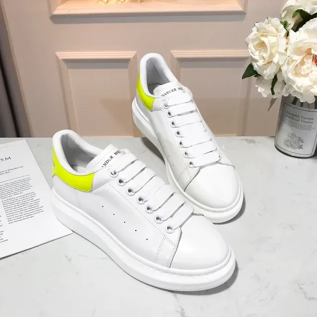 Alexander McQueen Oversized Sneaker White Yellow Platform Sole Leather Upper Lifestyle Sneakers 2