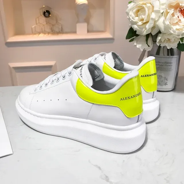 Alexander McQueen Oversized Sneaker White Yellow Platform Sole Leather Upper Lifestyle Sneakers 4
