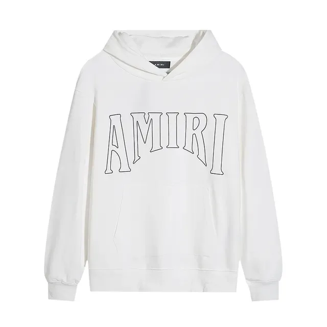 Amiri Arched Logo काला सफेद आउटलाइन ओवरसाइज्ड फिट हूडी 2