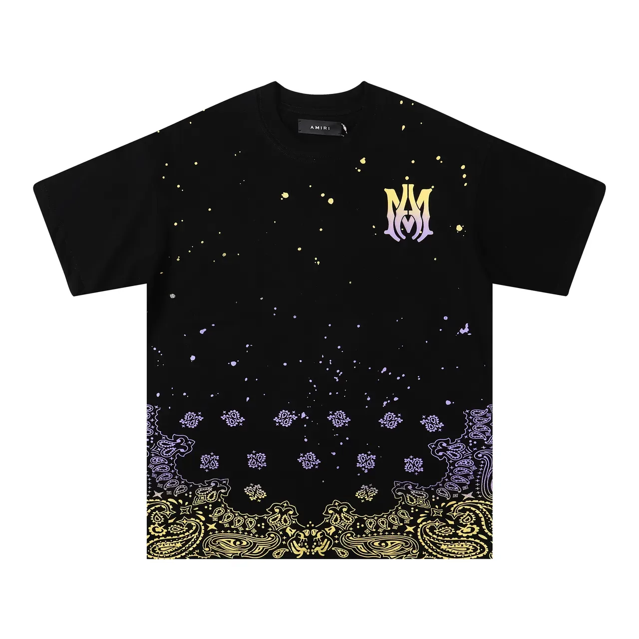 Camiseta Amiri com salpico degradê e barra bandana 5