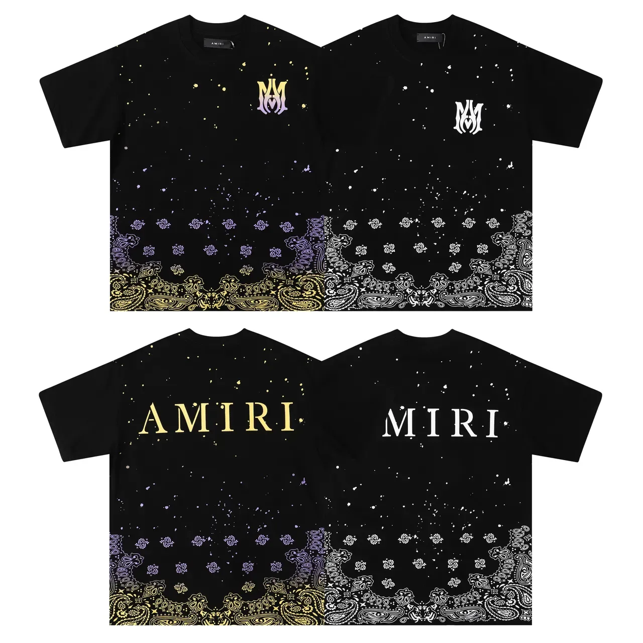 Camiseta Amiri com salpico degradê e barra bandana 6
