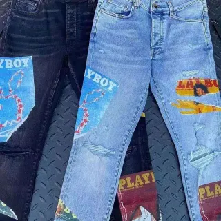 Amiri Parches Gráficos Desgastados Ajuste Delgado Jeans