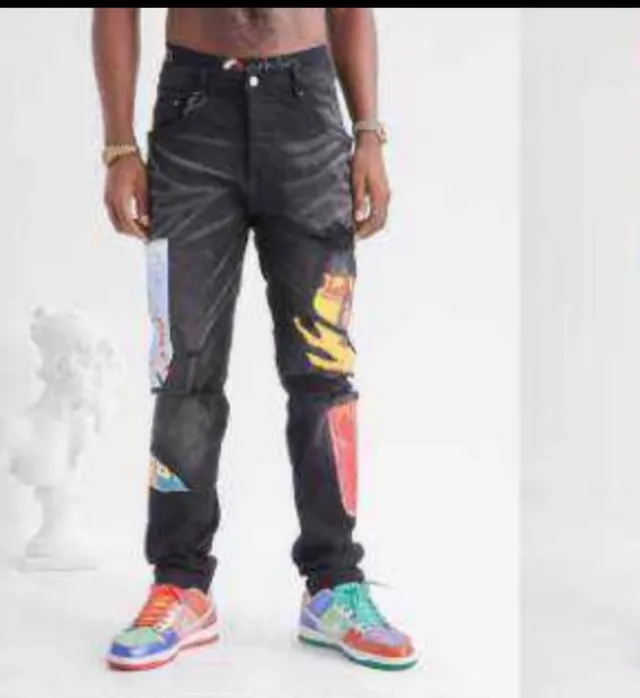 Amiri Graphic Patchwork Distressed Slim-Fit Jeans 9