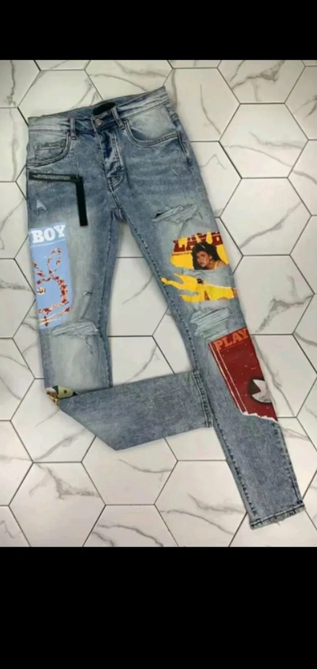 Amiri Graphic Patchwork Distressed Slim-Fit Jeans 10