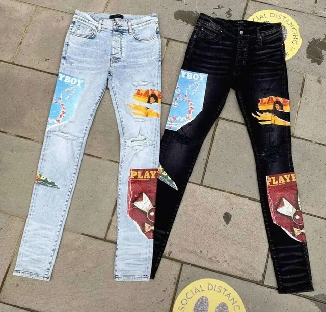 Amiri Graphic Patchwork Distressed Slim-Fit Jeans 11
