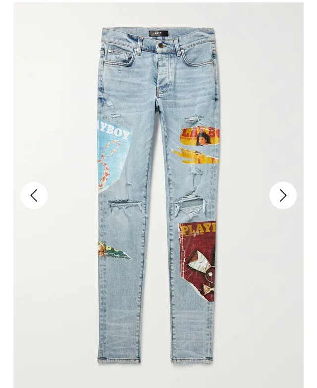 Amiri Graphic Patchwork Distressed Slim-Fit Jeans 13